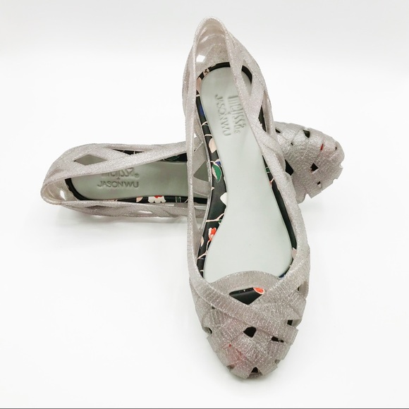 Jason Wu Shoes - Melissa + Jason Wu VII Silver Cloud Glitter Shoes